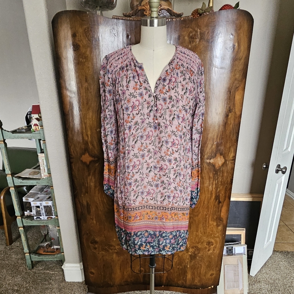 Johnny Was Pink Multicolor Floral Mini Dress